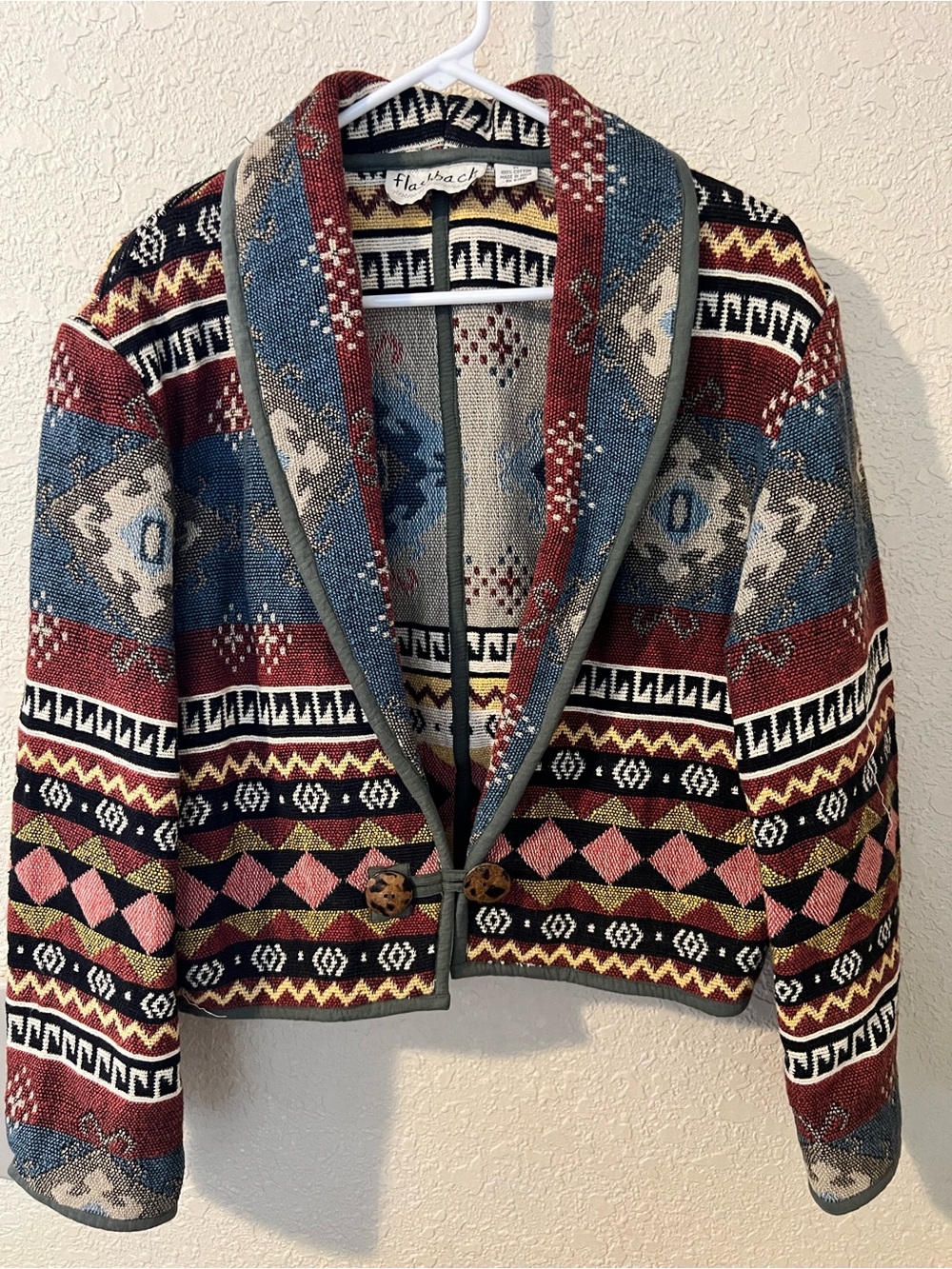 Flashback Multicolor Patterned Shawl Collar Blazer Jacket